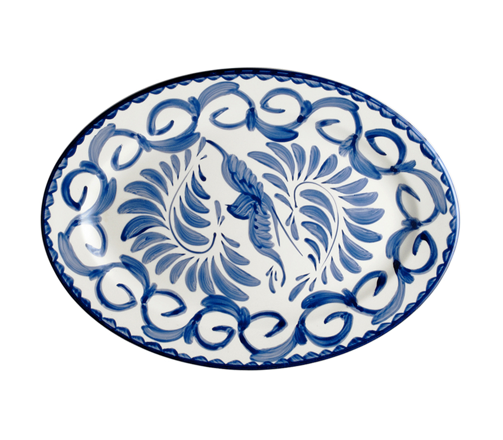 PLATON OVALADO 27 CM ANFORAORA PUEBLA - Mexican handcrafted product