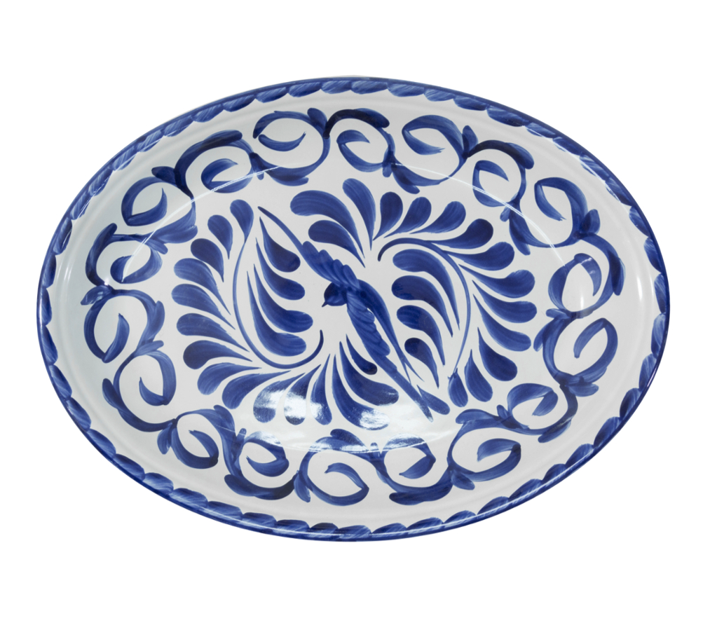 PLATON OVALADO 31 CM ANFORAORA BLANCO - Mexican handcrafted product