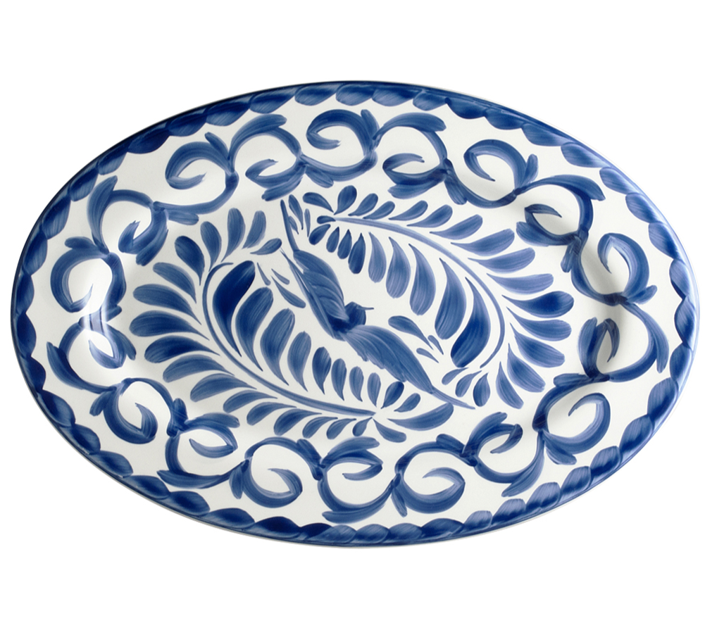 PLATON OVALADO 38 CM ANFORAORA BLANCO - Mexican handcrafted product